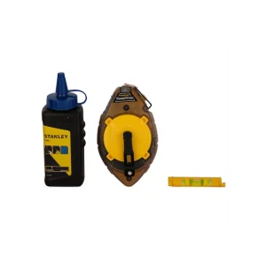 Tiralíneas Kit Powerwinder 30m + Polvo + Nivel Stanley 0-47-465