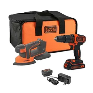 Set Taladro Percutor + Lijadora Mouse Black+Decker 18V + Bateria 1,5Ah y Bolsa de Transporte BCK23S1S-QW