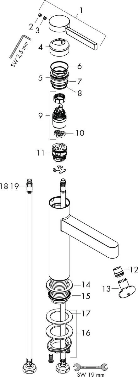 Grifo Lavabo Finoris 100 Negro Hansgrohe 76010670 - Imagen 8