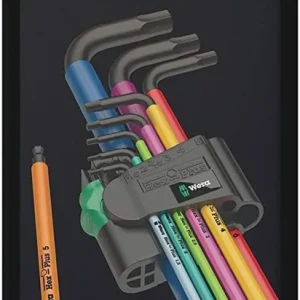 Juego de llaves acodadas métricas BlackLaser 9 piezas 950/9 Hex-Plus Multicolour 1 Wera 073593