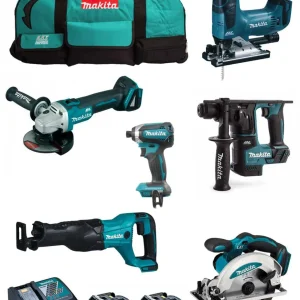 Kit Makita 6 herramientas + 2bat 5Ah + cargador + 2 bolsas LXT600 DLX6186BL2