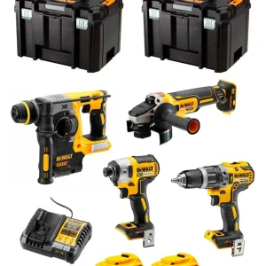Kit Dewalt con 4 Herramientas + 2bat 5Ah + cargador + 2xTSTAK VI DCK487P2