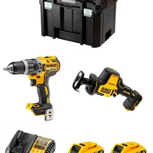 Kit Dewalt Taladro Percutor DCD796 + Sierra sable DCS369 + 2bat 2Ah + cargador + TSTAK VI DCK269D2