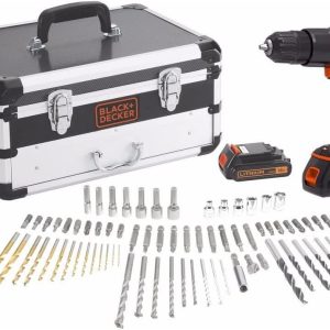Taladro Percutor Black+Decker 18V + 80 Accesorios 2 Bat 1,5Ah con Caja BDC718AS2F-QW