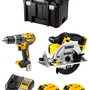 Kit Dewalt con Taladro percutor DCD796 + Sierra Circular DCS391 +  2bat 2Ah + Cargador + TSTAK VI DCK291D2