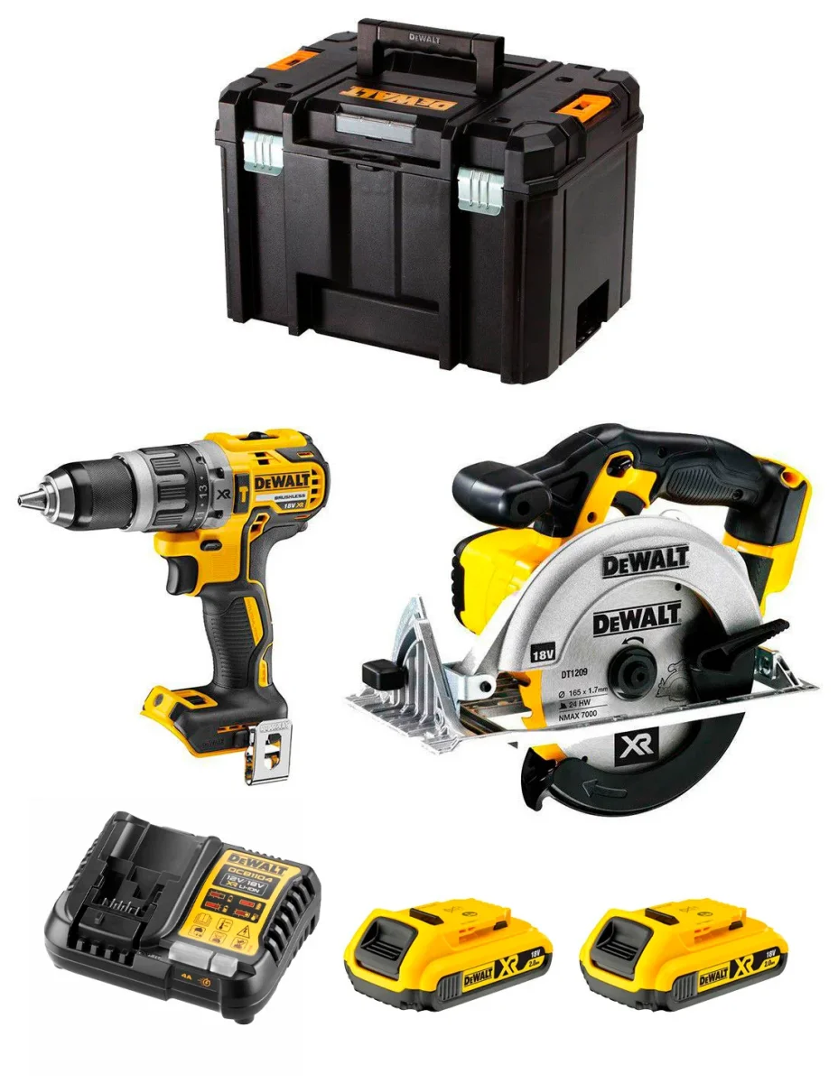 Kit Dewalt con Taladro percutor DCD796 + Sierra Circular DCS391 + 2bat 2Ah + Cargador + TSTAK VI DCK291D2 - Imagen 2