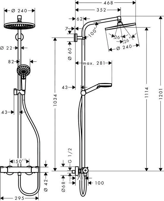 Columna Ducha Crometta S 240 Cromo Hansgrohe 27268000 - Imagen 4