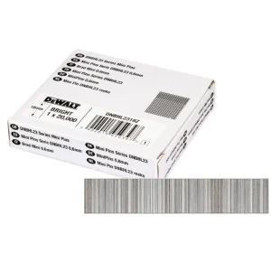 Caja 20.000uds mini pins sin cabeza para clavadora de acabados 0.6mm x 18mm Dewalt DNBHL2318Z