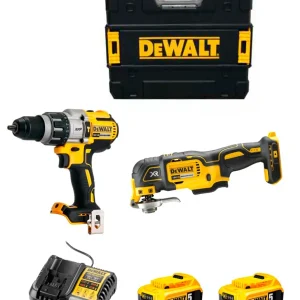 Kit Dewalt Taladro Percutor DCD996 + Multi-herramienta DCS356 + 2bat 5Ah + cargador + Maletin DCK280P2
