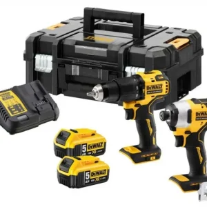 Kit Dewalt Taladro atornillador DCD709 + Atornillador de impacto DCF809 + 2bat 5Ah + cargador + Maletín TSTAK DCK2062P2T