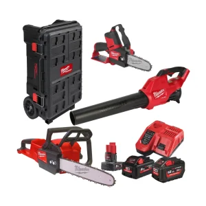 Powerpack OPE5 Motosierra + Soplador + Sierra de poda + 3Bat + Cargador + Baúl Milwaukee M18FPP3OPL5-823P