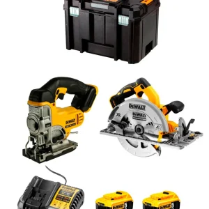 Kit Dewalt Sierra Circular DCS572 + Sierra de Calar DCS331 + 2bat 5Ah + Cargador + TSTAK DCK270P2