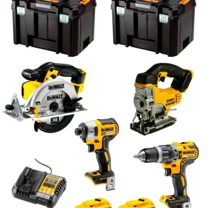 Kit Dewalt 4 herramientas + 2bat 5Ah + Cargador + 2xTSTAK VI DCK491P2
