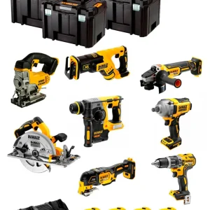 Kit Dewalt 8 herramientas + 4bat 5Ah + Cargador DCB132 + 3xTSTAK DCK867P4