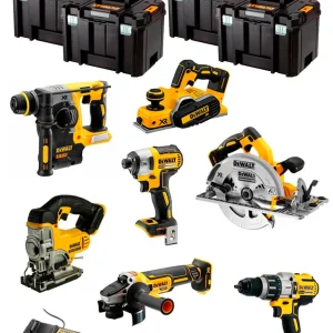 Kit Dewalt 7 herramientas + 3 bat 5ah + Cargador DCB1104 + 4xTstak VI Kit DCK770P3