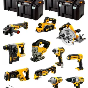 Kit Dewalt 11 herramientas + 3bat 5Ah + Cargador DCB1104 + 4xTSTAK DCK116P3