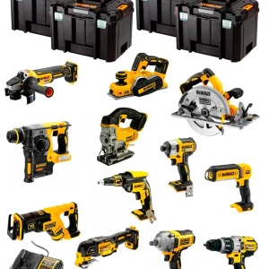 Kit Dewalt 12 herramientas + 3bat 5Ah + Cargador DCB1104 + 4xTSTAK DCK127P3