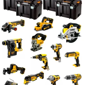 Kit Dewalt 12 herramientas + 3bat 5Ah + Cargador DCB1104 + 4xTSTAK DCK129P3
