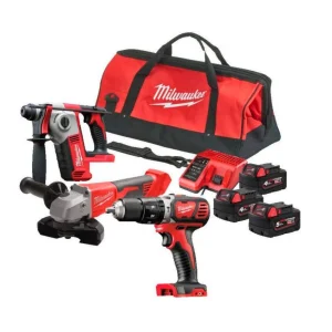 Kit Fontanería 3 herramientas + 2bat 4Ah + bat 5Ah + cargador M12-128 C + Bolsa Milwaukee M18 BPP3D-543B