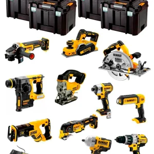 Kit Dewalt 11 herramientas + 3bat 5Ah + Cargador DCB1104 + 4xTSTAK DCK110P3
