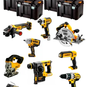 Kit Dewalt 8 herramientas + 3 bat 5ah + Cargador DCB1104 + 4xTstak VI Kit DCK834P3