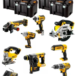 Kit Dewalt 8 herramientas + 3 bat 5ah + Cargador DCB1104 + 4xTstak VI Kit DCK894P3