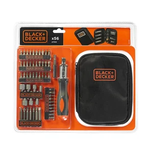 Kit de 56 piezas para atornillar con Atornillador de Carraca Black+Decker A7104