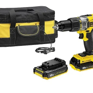 Taladro Percutor 18V + 2 baterías 2Ah + bolsa con cargador doble Stanley FMCK475D2BC