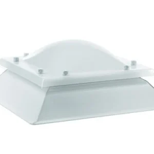 Claraboya cuadrada fija con cúpula de metracilato bivalva + zócalo 15cm de PVC