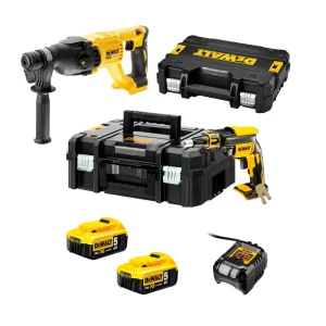 Combo Panel Yeso: Atornillador Pladur DCF620+ Martillo Ligero DCH133 Dewalt 2 Baterías 5Ah 18V