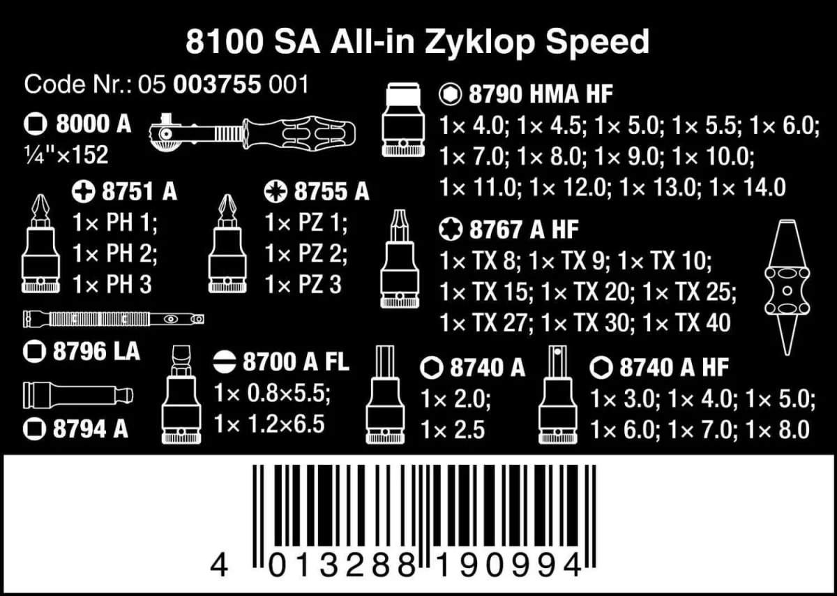 Juego de carraca con vasos y puntas 42 piezas Zyklop Speed All-In Wera 003755 - Imagen 6