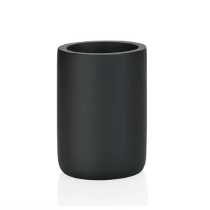 Portacepillos de poliresina negro mate Ø7×10 cm Andera House