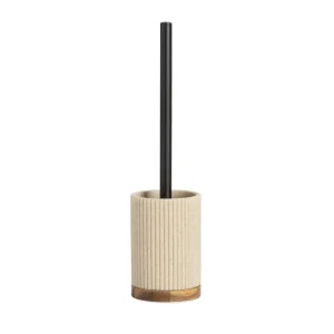 Escobilla de baño Beige Poliresina y Madera de Acacia Ø9,5×39,5 cm Andrea House