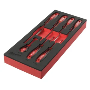 Espuma con 7 Destornilladores Planos Milwaukee