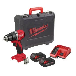 Taladro percutor compacto M18 + 2 baterias 2Ah + cargador + maletin Milwaukee M18 BLPDRC-202C