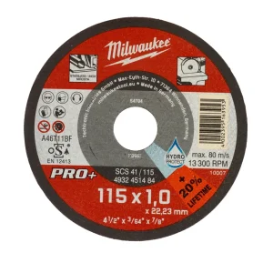 Disco fino para corte metal PRO+ SCS 41/115x1x22mm Milwaukee