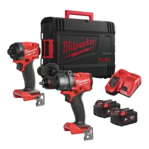 Powerpack M18 Taladro percutor + Atornillador de impacto + 2bat + Cargador + Maletin Milwaukee M18 FPP2A3-502X