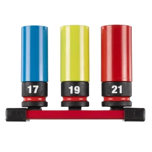 Set 3 vasos de impacto hex 1/2" para llantas Milwaukee