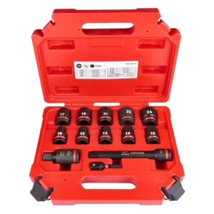 Juego de 13 piezas con vasos de impacto cortos 1/2" Milwaukee