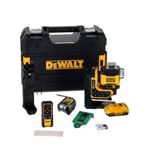 Nivel láser autonivelante Verde con control remoto de 3 lineas 360º XR 18V + Bateria 2Ah + Cargador Dewalt DCLE34035D1