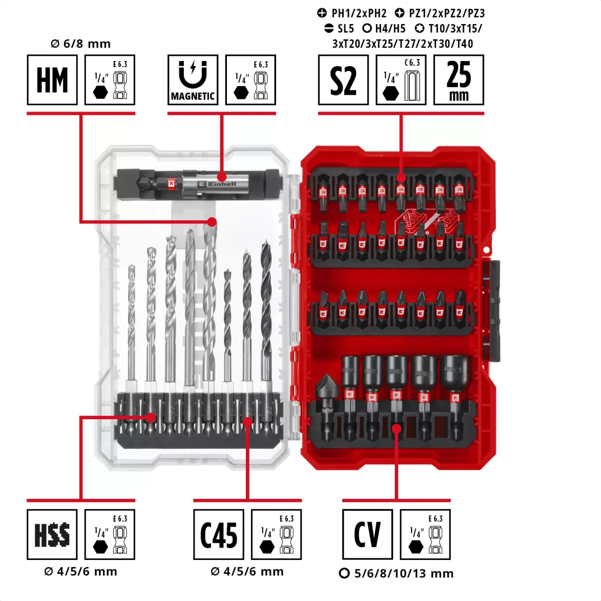 Juego de puntas y brocas 39pcs M-CASE LS Einhell 49108759 - Imagen 4