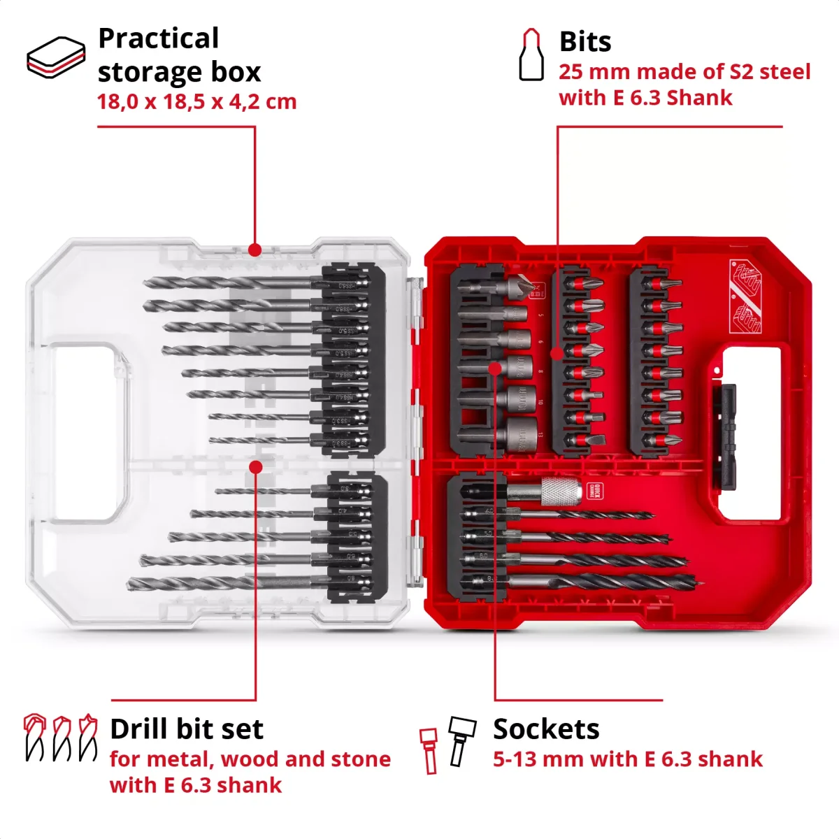 Juego de puntas y brocas L-CASE 40pcs LS Einhell 49109053 - Imagen 9