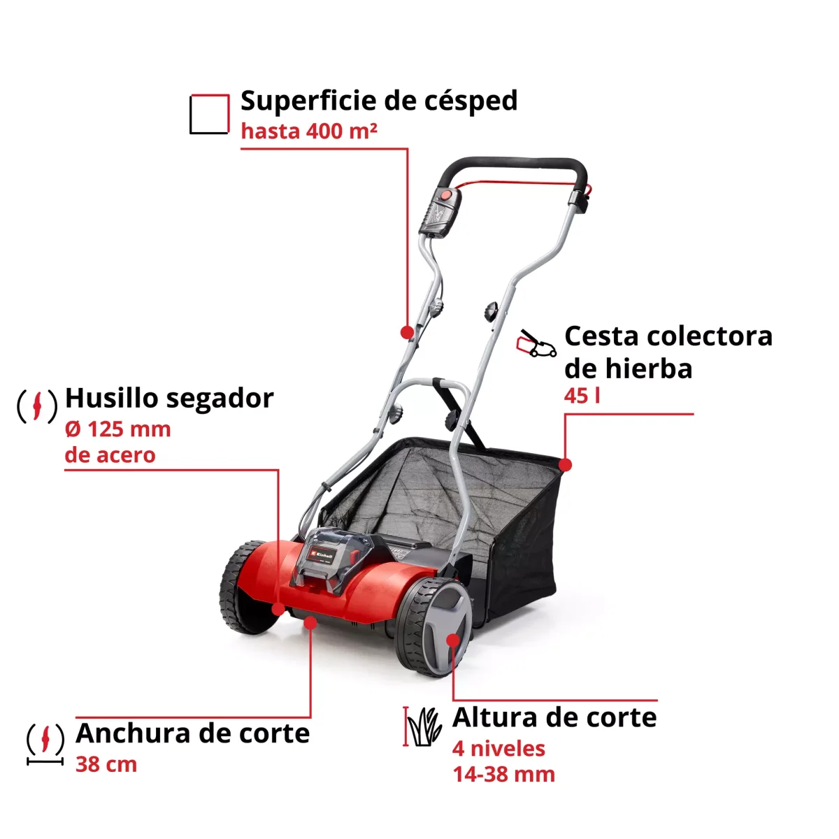 Cortacésped a batería 18V GE-HM 18/38 Li-Solo Einhell - Imagen 4