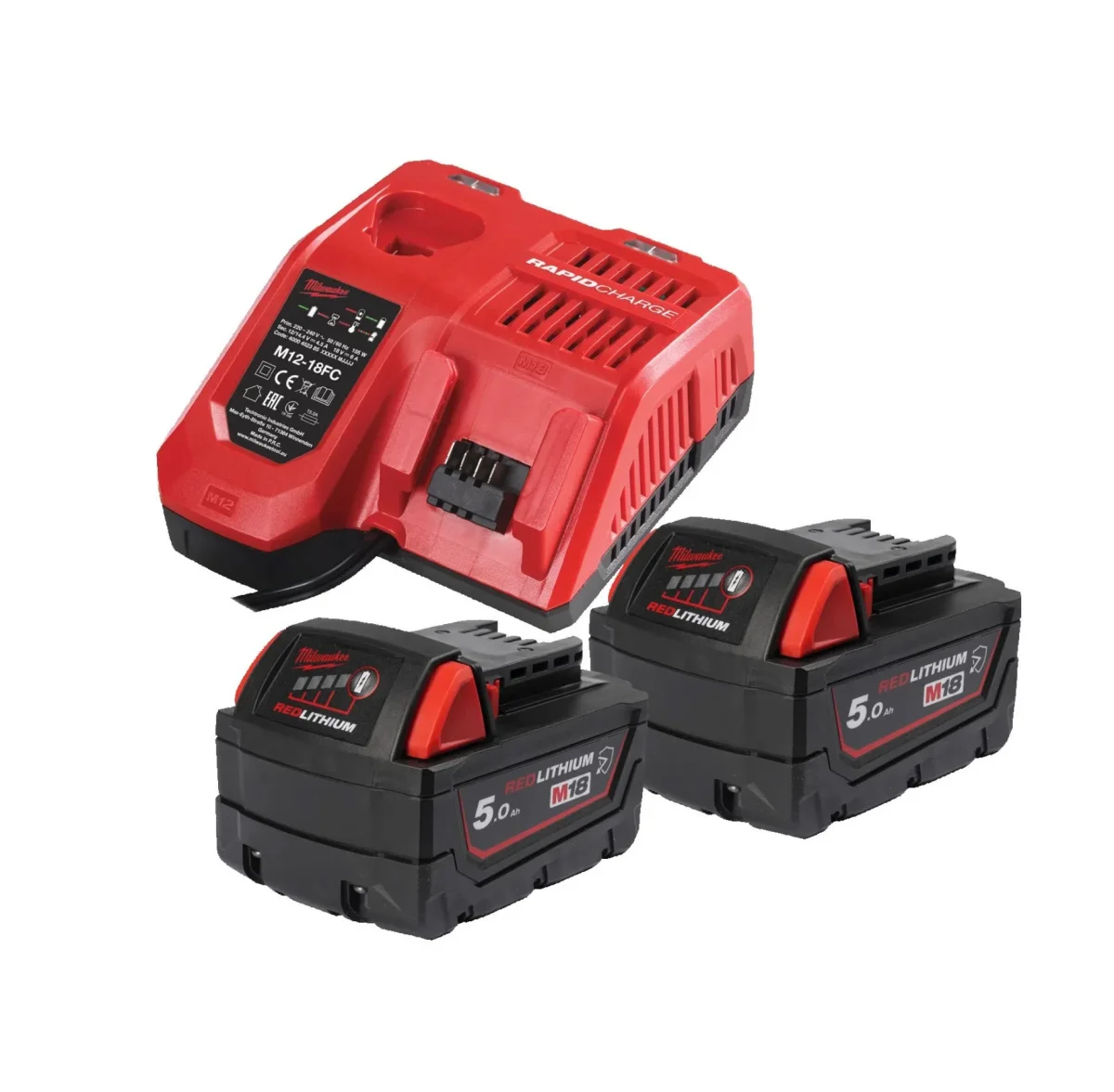 Kit baterías 5Ah y cargador Milwaukee M18 NRGCR-502