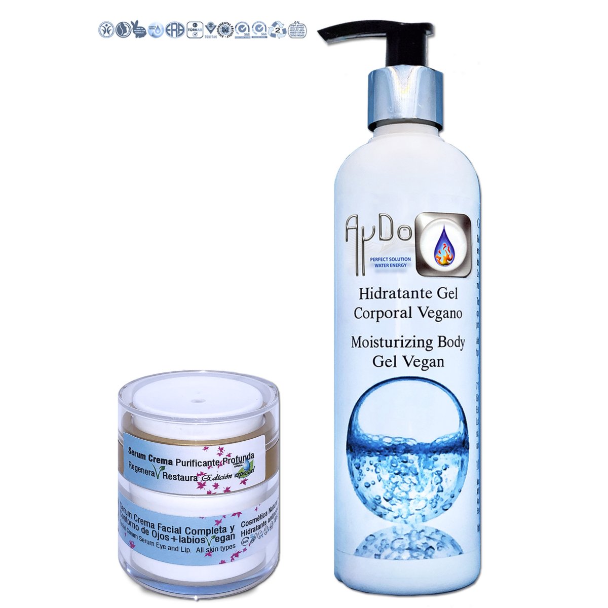 Kit Cosmetica Natural Elixir Vegan Eco Serum Facial y Gel Corporal