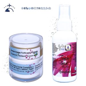 Kit Cosmetica Facial Eco Vegan Serum Crema EMS y Tonico Redensificante