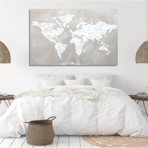 Cuadro Mapa Mundi Beige 140x90cm- Pieza Unica