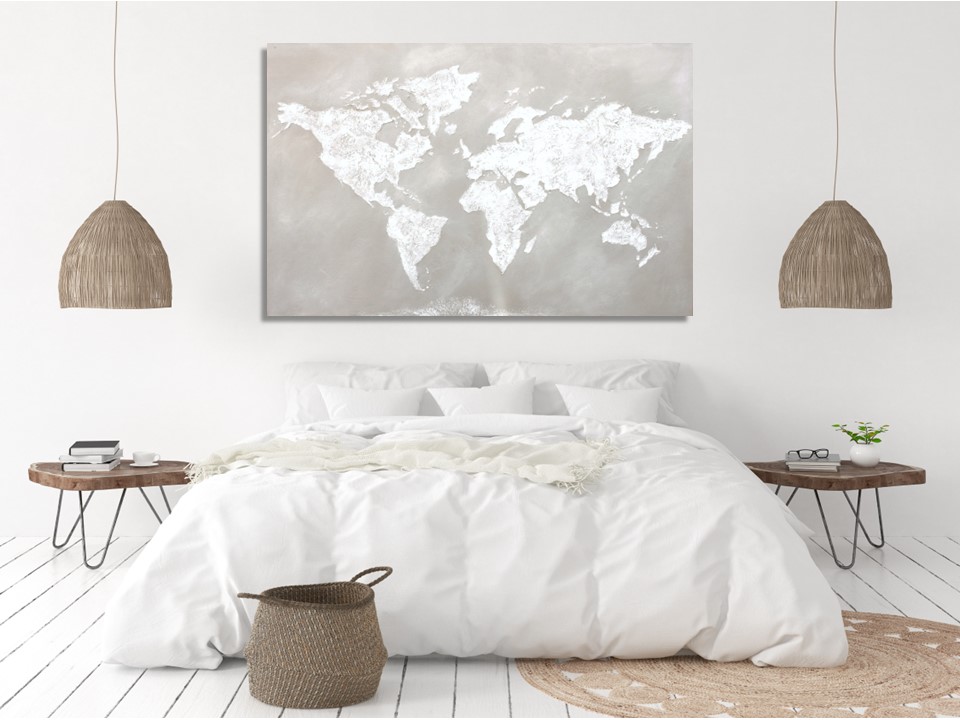 Cuadro Mapa Mundi Beige 140x90cm- Pieza Unica