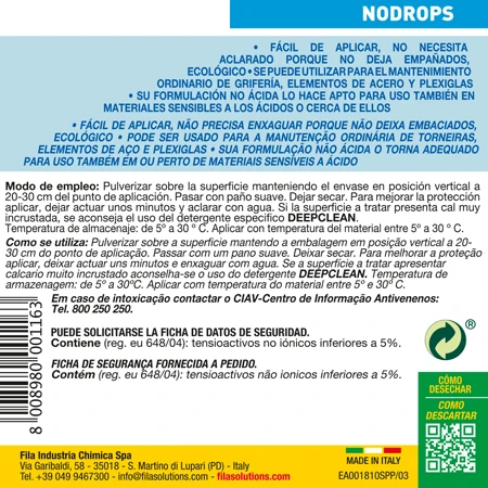 Spray Detergente Protector Anti-Gotas 750ml Fila NODROPS - Imagen 5