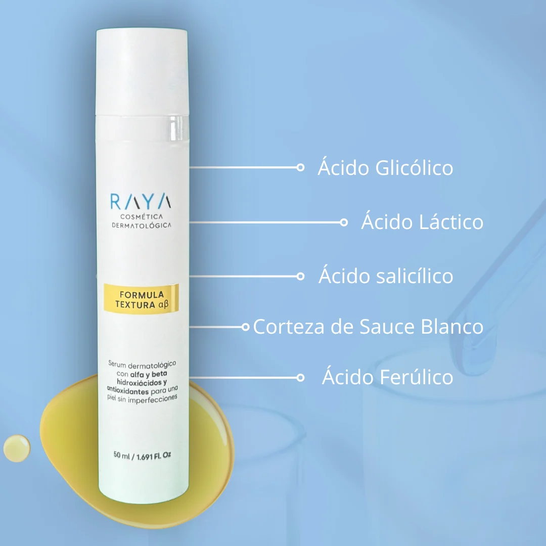 RAYA Cosmética Dermatológica. Fórmula Textura α β. con Alfa y Beta hidroxiácidos (50ml) - Imagen 5